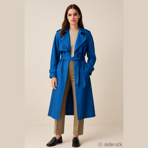 Vintage/Retro 80's Metallic Blue Businesscore/Oversized Nylon Trench Coat